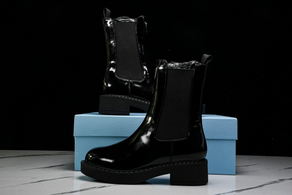 Prada Patent Chelsea Boots 'Black' - Image 15