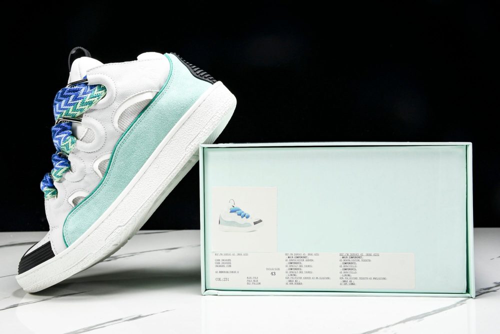 Lanvin Curb Sneaker 'White Blue' - Image 34