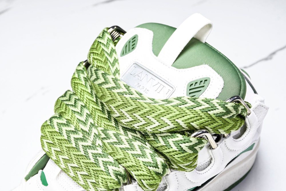 Lanvin Curb Sneaker 'White Green' - Image 7