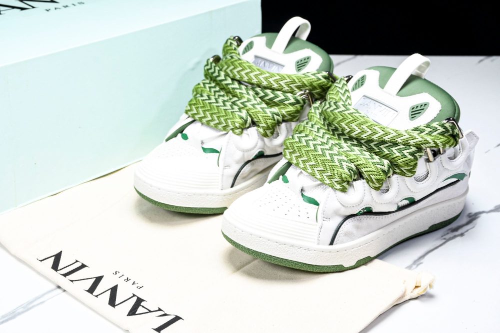 Lanvin Curb Sneaker 'White Green' - Image 28