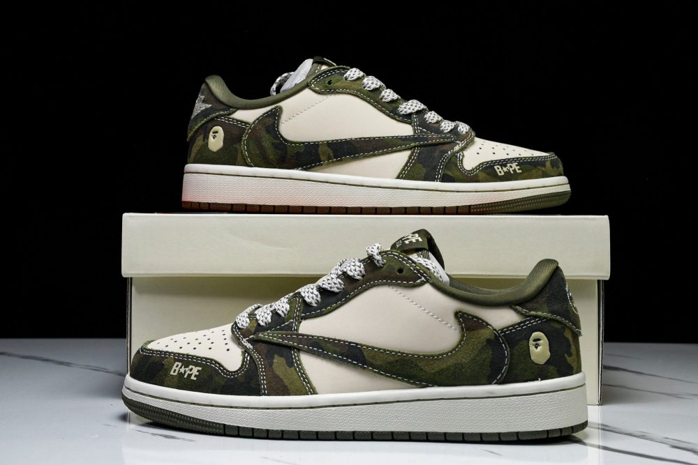 Travis Scott AJ1 Low x BAPE 'Camo' (Custom) - Image 20