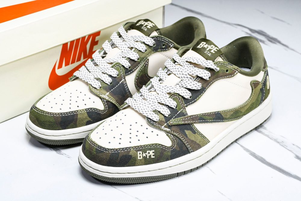 Travis Scott AJ1 Low x BAPE 'Camo' (Custom) - Image 21