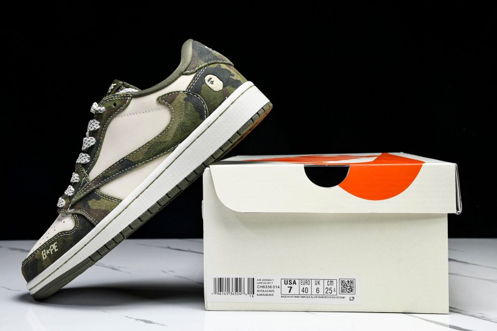 Travis Scott AJ1 Low x BAPE 'Camo' (Custom) - Image 29