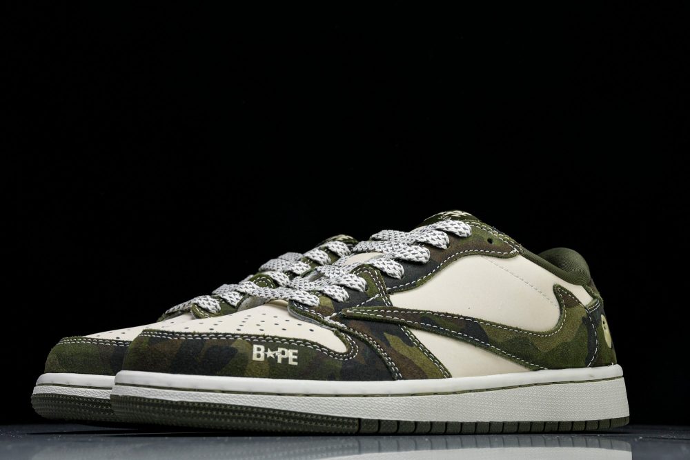 Travis Scott AJ1 Low x BAPE 'Camo' (Custom) - Image 2