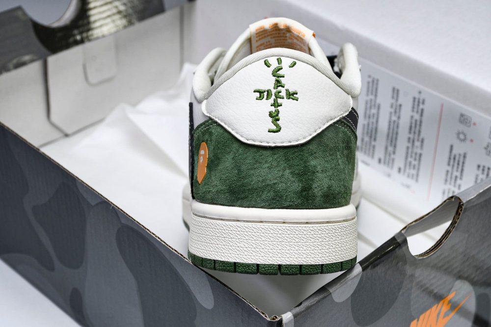 Travis Scott AJ1 Low x BAPE 'Green Black' (Custom) - Image 17