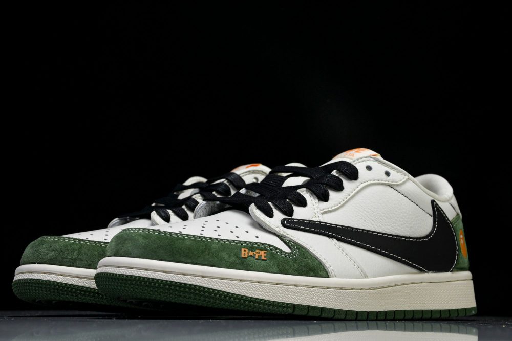 Travis Scott AJ1 Low x BAPE 'Green Black' (Custom) - Image 2