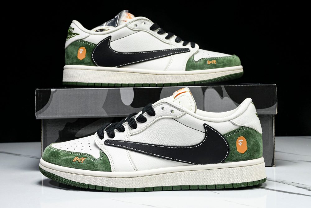 Travis Scott AJ1 Low x BAPE 'Green Black' (Custom) - Image 18