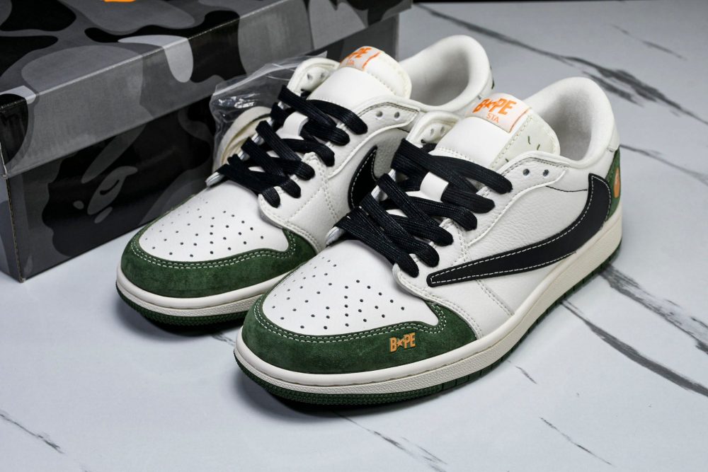 Travis Scott AJ1 Low x BAPE 'Green Black' (Custom) - Image 23
