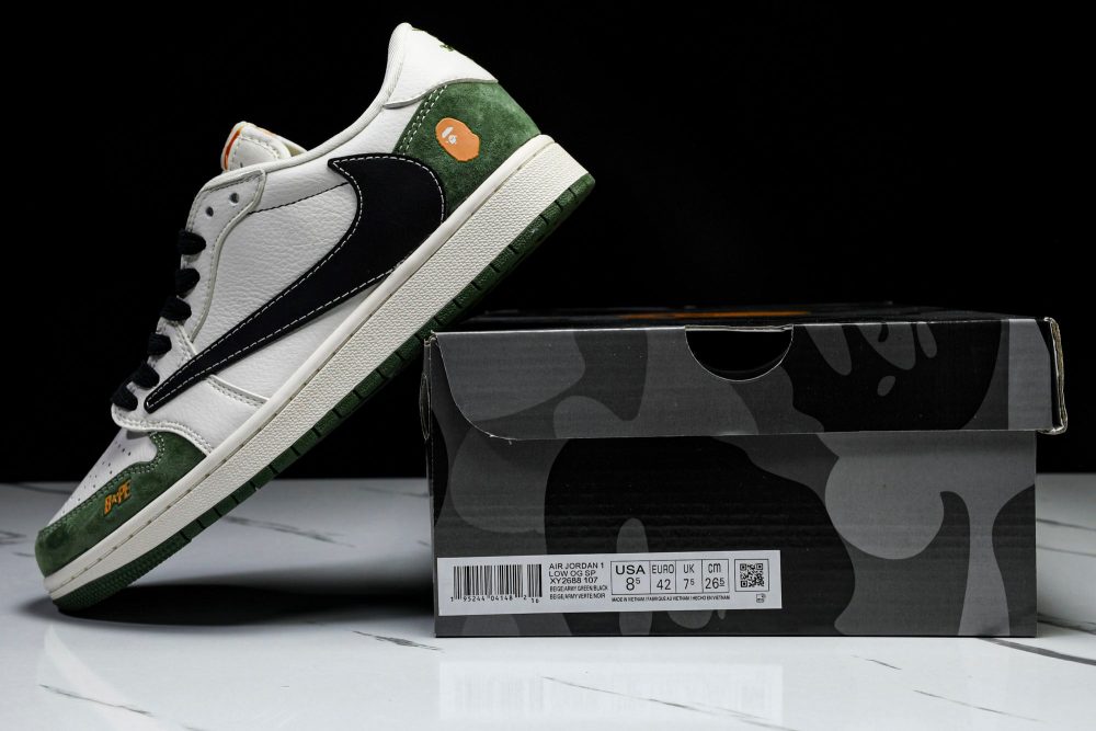 Travis Scott AJ1 Low x BAPE 'Green Black' (Custom) - Image 29