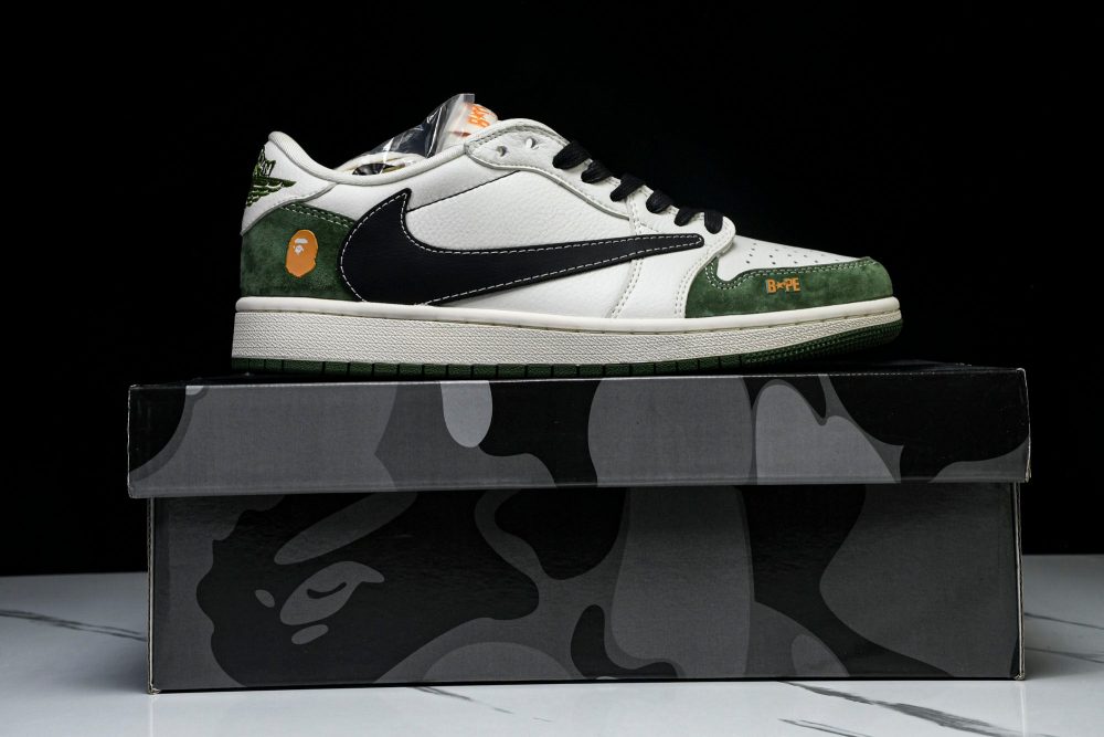 Travis Scott AJ1 Low x BAPE 'Green Black' (Custom) - Image 30