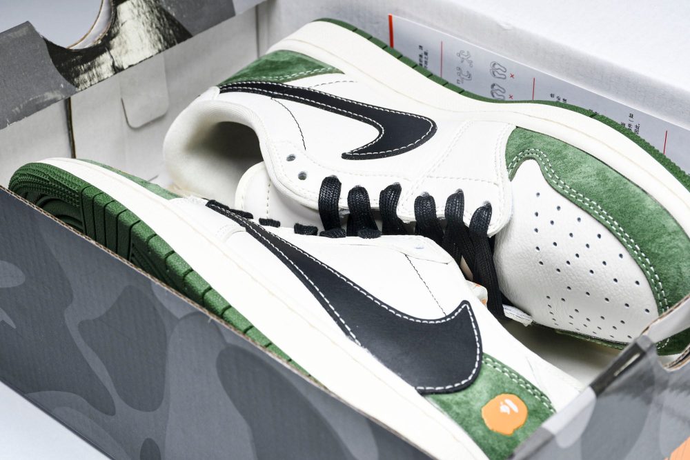 Travis Scott AJ1 Low x BAPE 'Green Black' (Custom) - Image 15