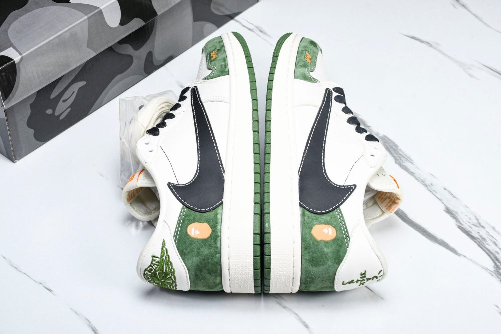 Travis Scott AJ1 Low x BAPE 'Green Black' (Custom) - Image 16