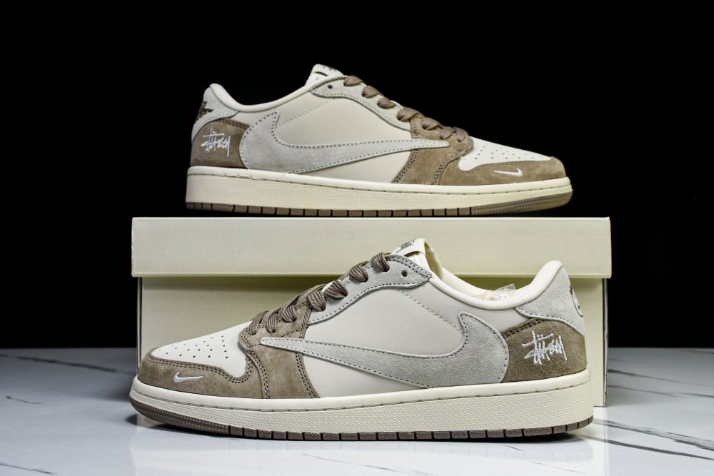 Travis Scott AJ1 Low x Stussy 'Beige' (Custom) - Image 14
