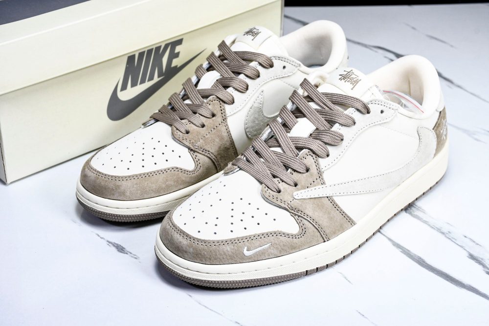 Travis Scott AJ1 Low x Stussy 'Beige' (Custom) - Image 17