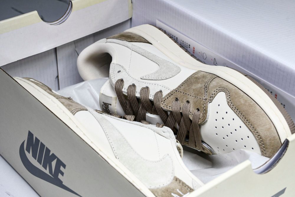 Travis Scott AJ1 Low x Stussy 'Beige' (Custom) - Image 19