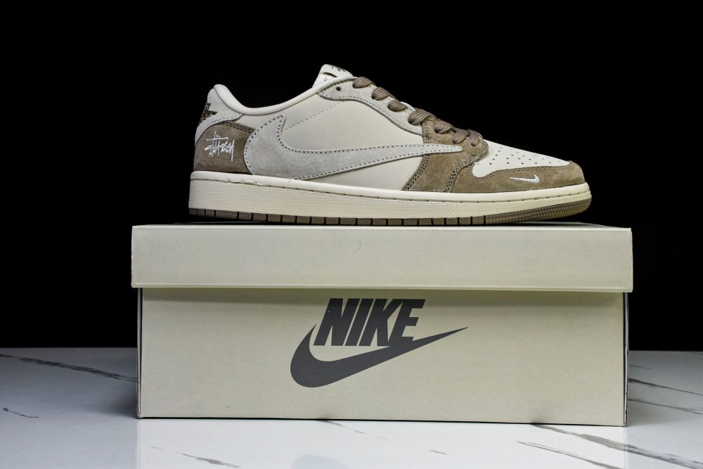 Travis Scott AJ1 Low x Stussy 'Beige' (Custom) - Image 25