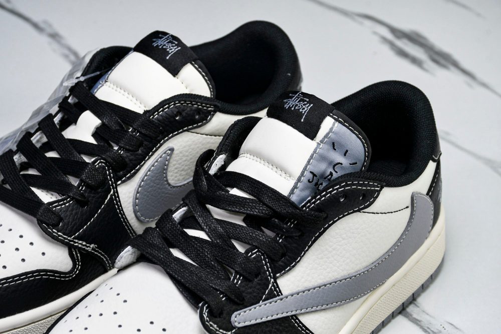 Travis Scott AJ1 Low x Stussy 'Black White Grey' (Custom) - Image 18