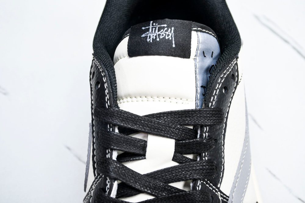Travis Scott AJ1 Low x Stussy 'Black White Grey' (Custom) - Image 9