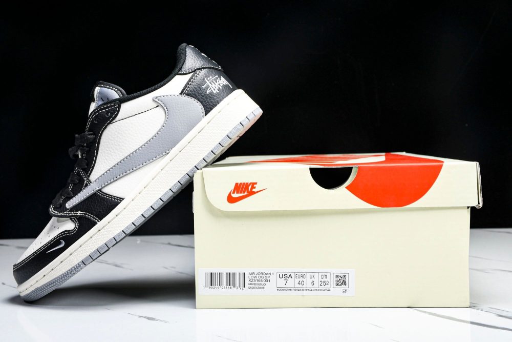 Travis Scott AJ1 Low x Stussy 'Black White Grey' (Custom) - Image 19
