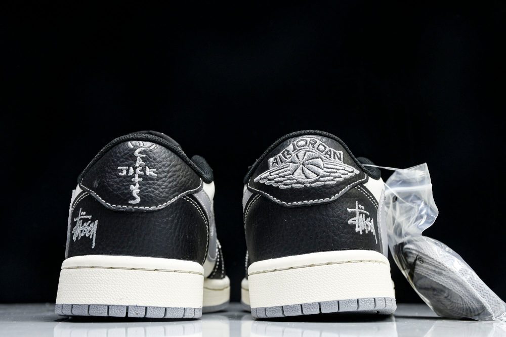 Travis Scott AJ1 Low x Stussy 'Black White Grey' (Custom) - Image 7