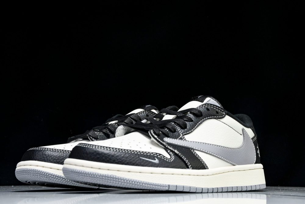 Travis Scott AJ1 Low x Stussy 'Black White Grey' (Custom) - Image 2