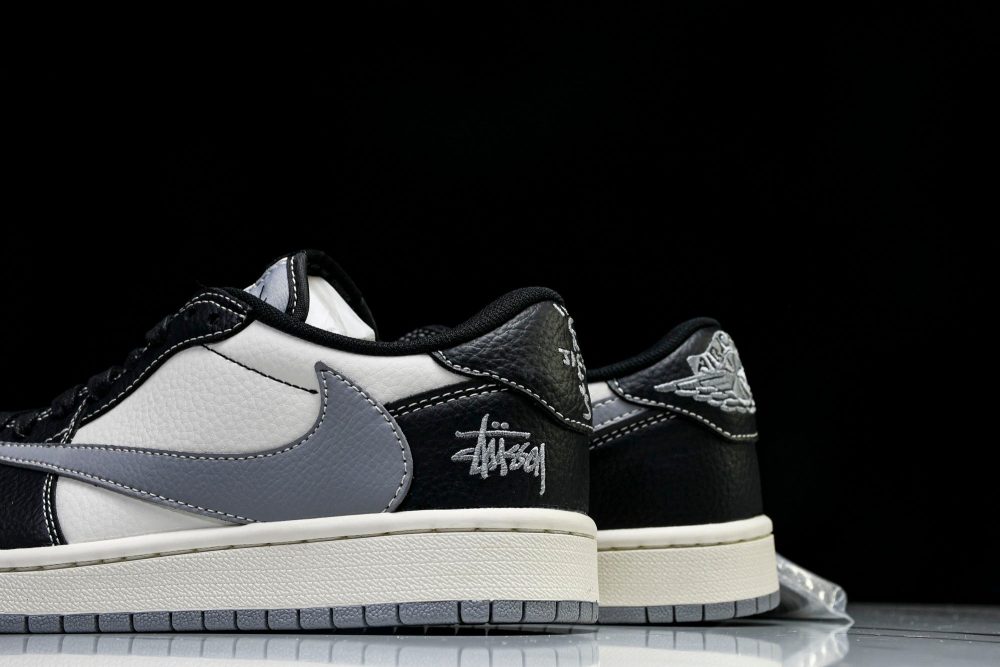 Travis Scott AJ1 Low x Stussy 'Black White Grey' (Custom) - Image 8