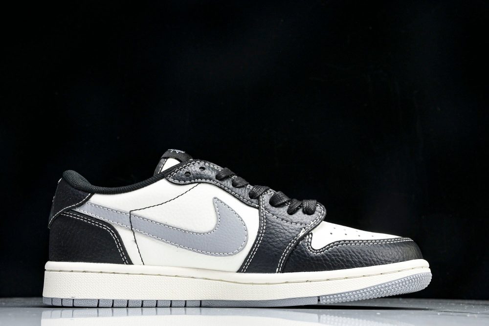 Travis Scott AJ1 Low x Stussy 'Black White Grey' (Custom) - Image 3