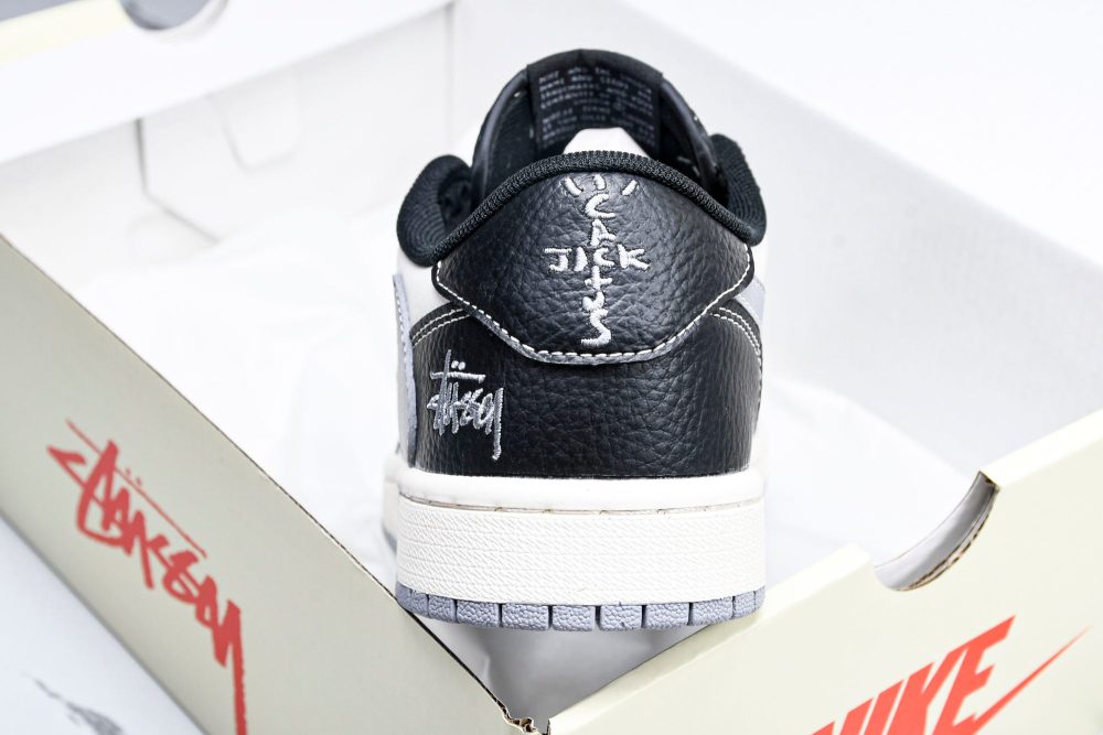 Travis Scott AJ1 Low x Stussy 'Black White Grey' (Custom) - Image 15