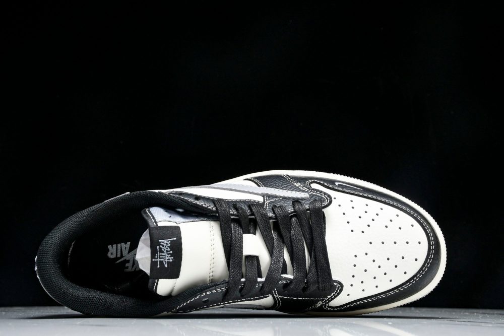 Travis Scott AJ1 Low x Stussy 'Black White Grey' (Custom) - Image 5
