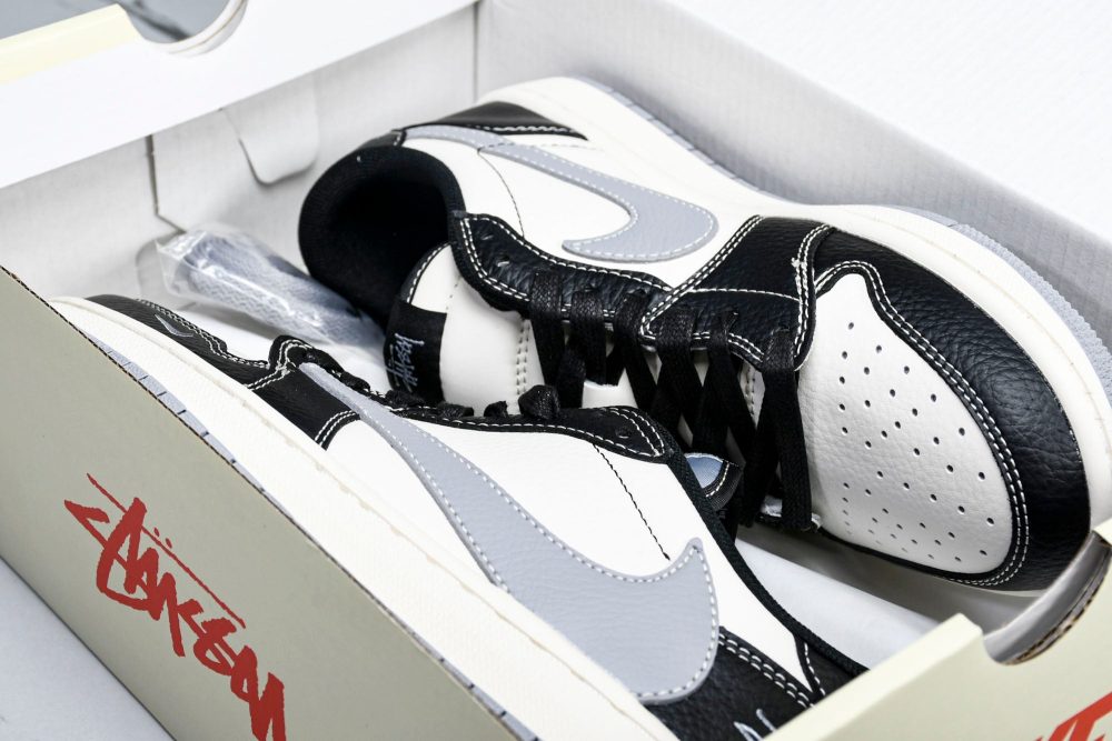 Travis Scott AJ1 Low x Stussy 'Black White Grey' (Custom) - Image 17