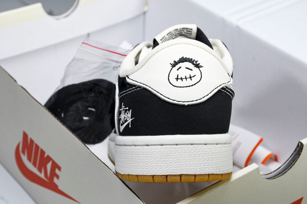 Travis Scott AJ1 Low x Stussy 'Black White Gum' (Custom) - Image 16