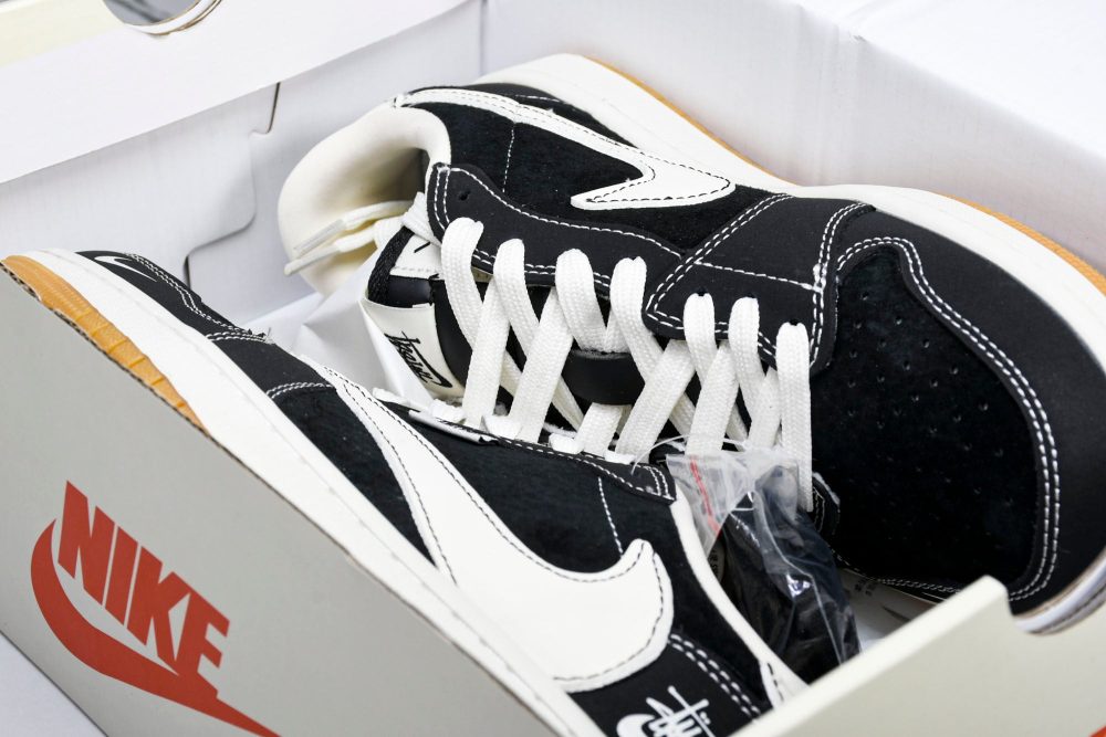 Travis Scott AJ1 Low x Stussy 'Black White Gum' (Custom) - Image 17