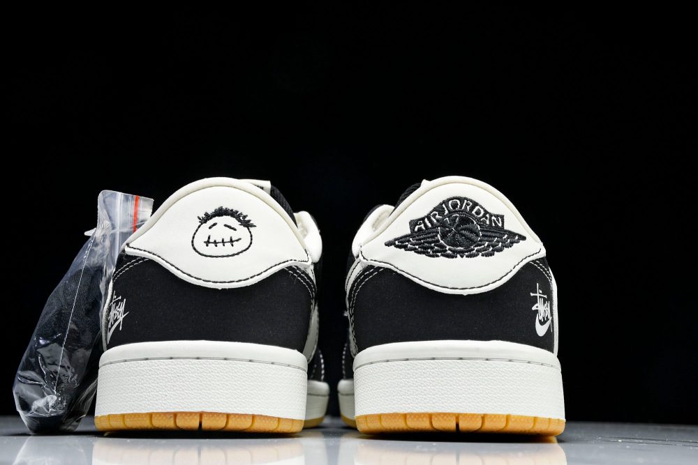 Travis Scott AJ1 Low x Stussy 'Black White Gum' (Custom) - Image 7