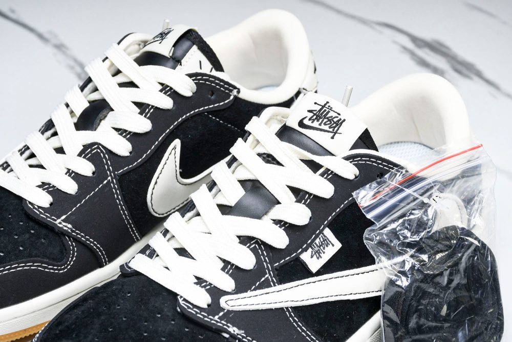Travis Scott AJ1 Low x Stussy 'Black White Gum' (Custom) - Image 23