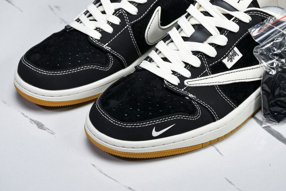 Travis Scott AJ1 Low x Stussy 'Black White Gum' (Custom) - Image 22