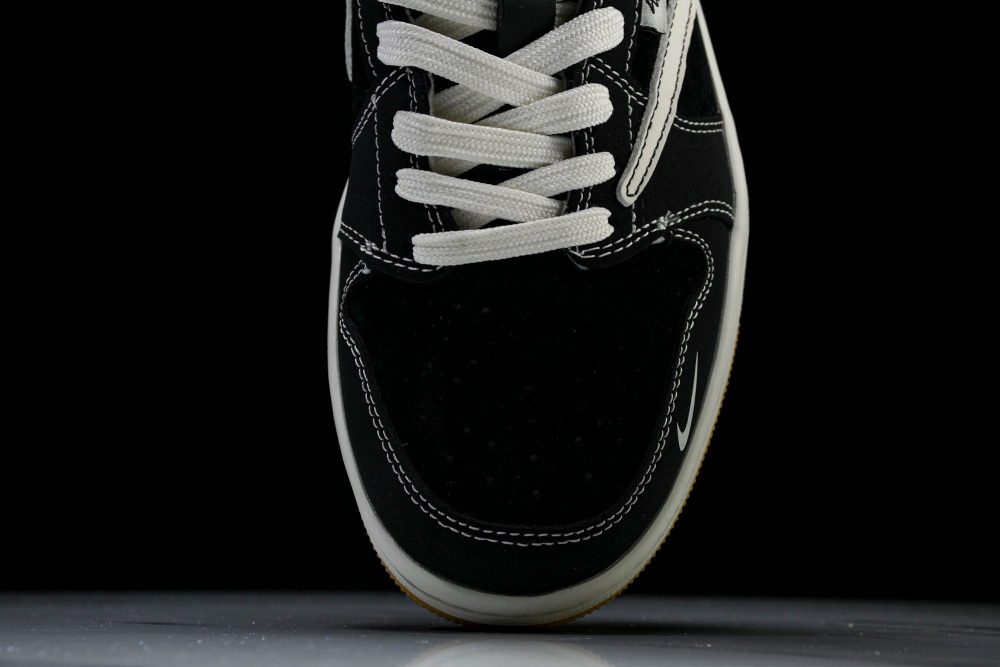 Travis Scott AJ1 Low x Stussy 'Black White Gum' (Custom) - Image 5