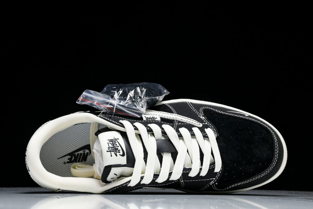 Travis Scott AJ1 Low x Stussy 'Black White Gum' (Custom) - Image 4