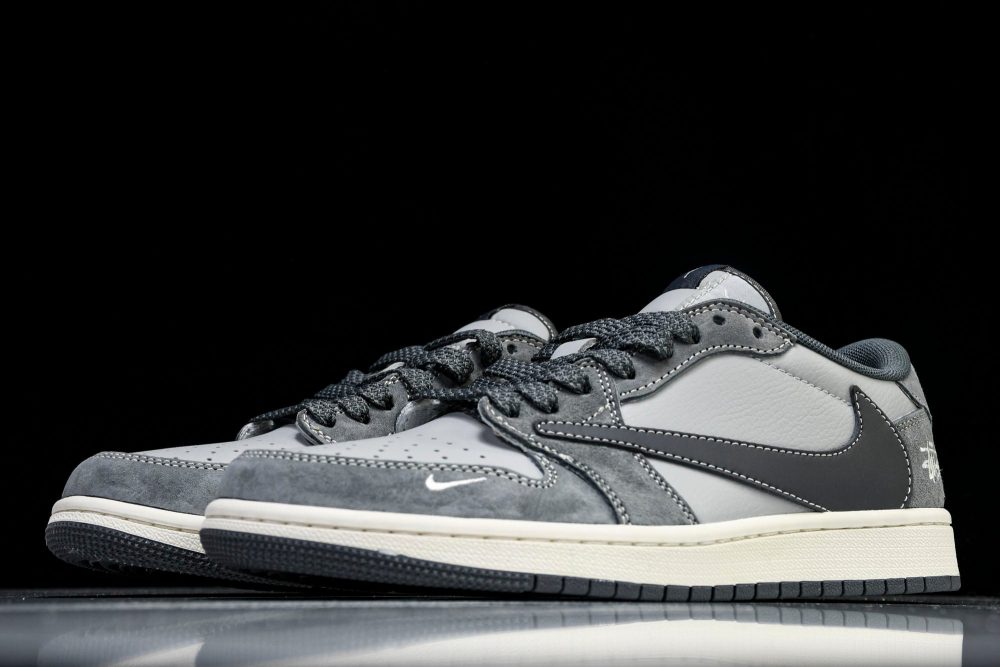 Travis Scott AJ1 Low x Stussy 'Grey' (Custom) - Image 2