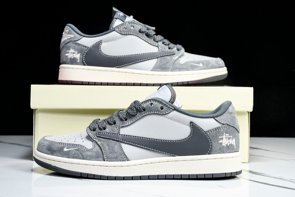 Travis Scott AJ1 Low x Stussy 'Grey' (Custom) - Image 23