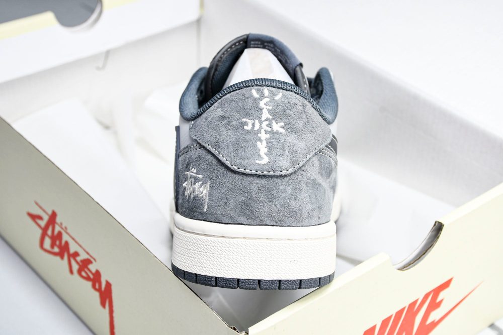 Travis Scott AJ1 Low x Stussy 'Grey' (Custom) - Image 24