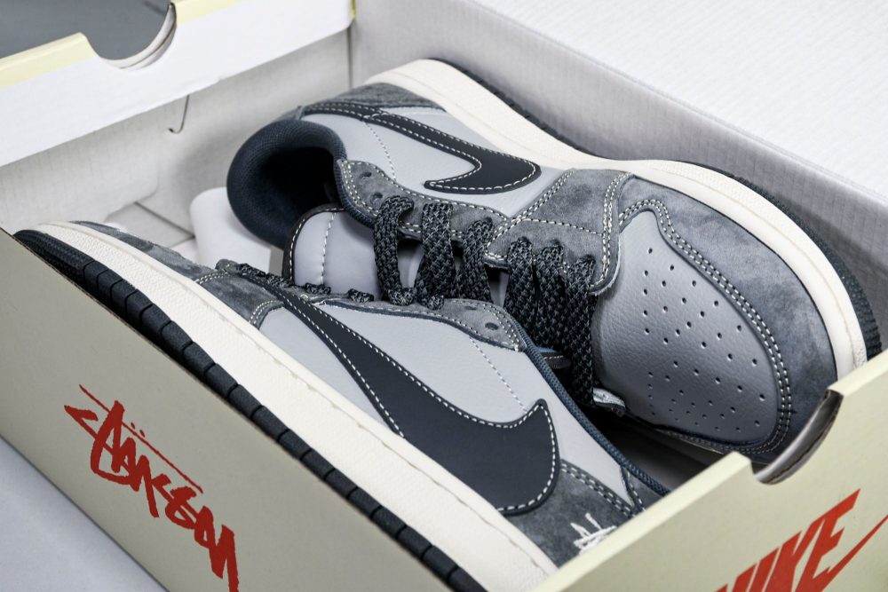 Travis Scott AJ1 Low x Stussy 'Grey' (Custom) - Image 25