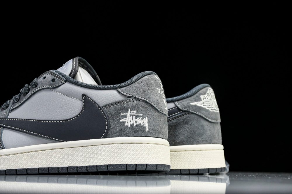 Travis Scott AJ1 Low x Stussy 'Grey' (Custom) - Image 8