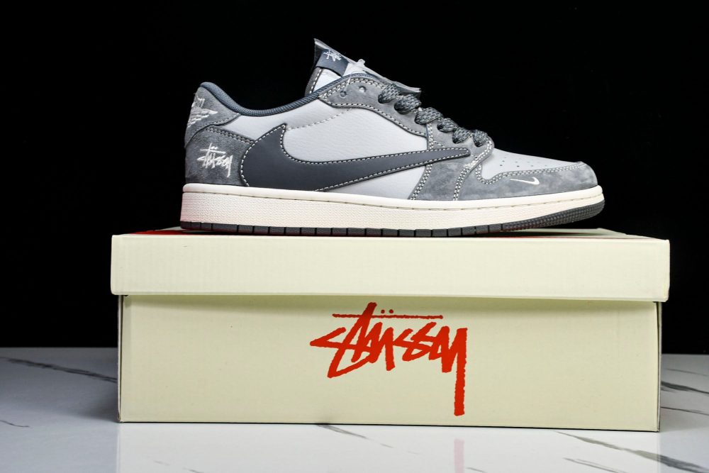 Travis Scott AJ1 Low x Stussy 'Grey' (Custom) - Image 28