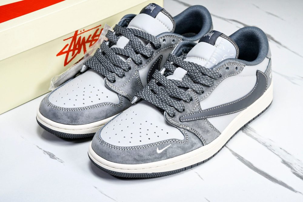 Travis Scott AJ1 Low x Stussy 'Grey' (Custom) - Image 29