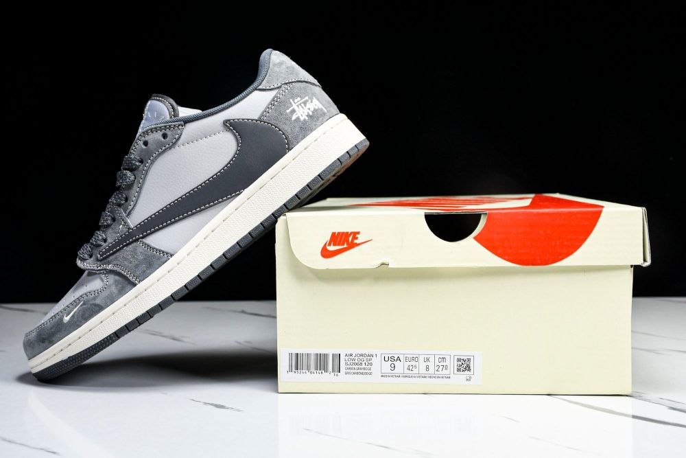 Travis Scott AJ1 Low x Stussy 'Grey' (Custom) - Image 18
