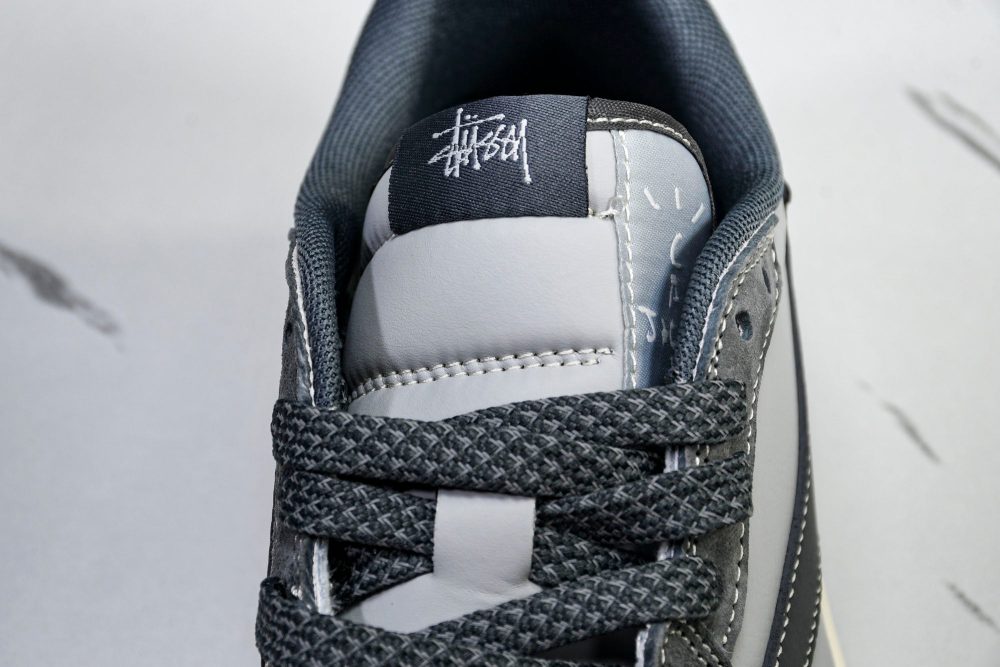 Travis Scott AJ1 Low x Stussy 'Grey' (Custom) - Image 7