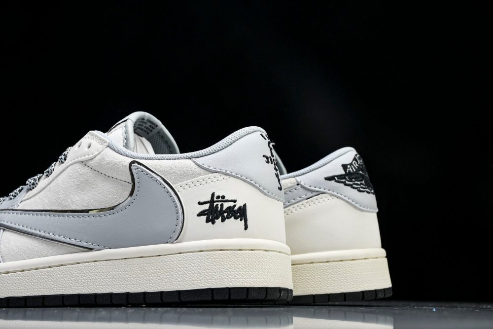 Travis Scott AJ1 Low x Stussy 'Silver' (Custom) - Image 6