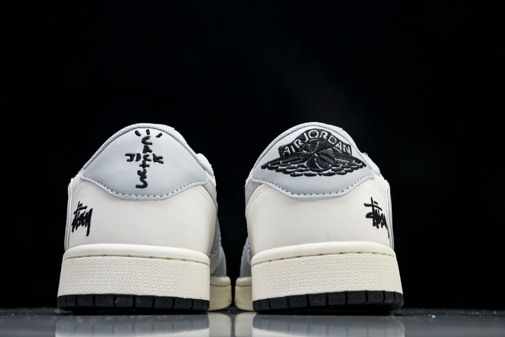 Travis Scott AJ1 Low x Stussy 'Silver' (Custom) - Image 7