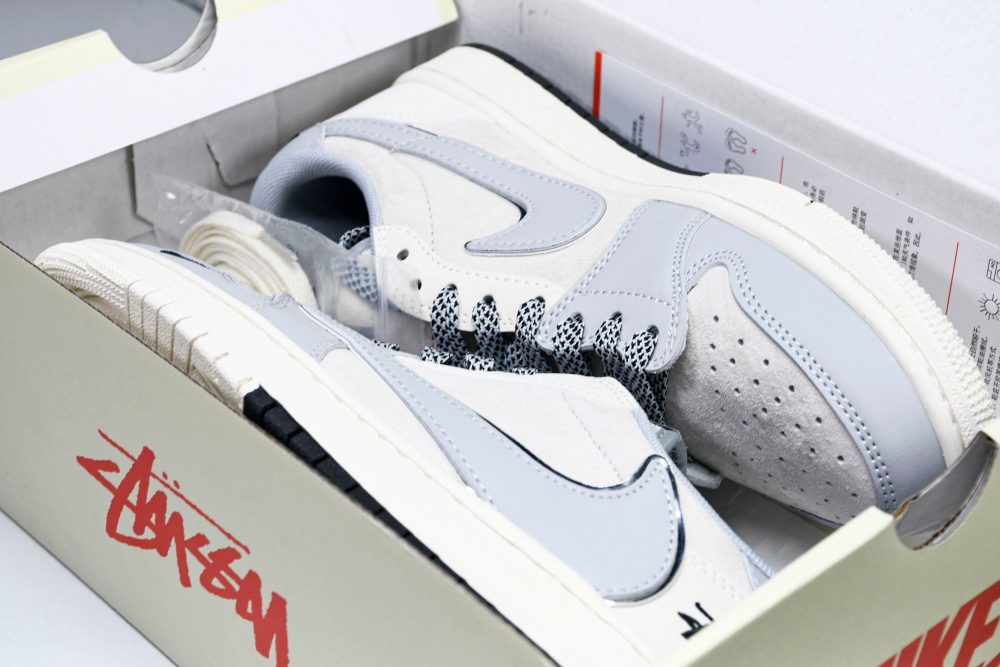 Travis Scott AJ1 Low x Stussy 'Silver' (Custom) - Image 16
