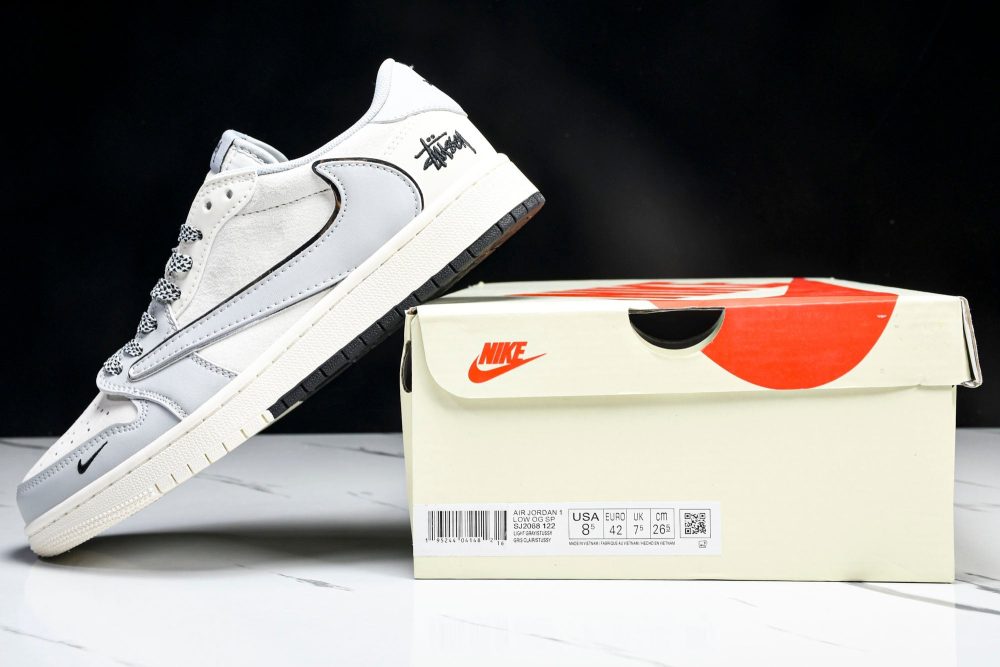 Travis Scott AJ1 Low x Stussy 'Silver' (Custom) - Image 18
